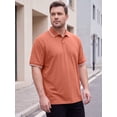 thumbnail image 4 of DARING DIVA Men's Big & Tall Shirts Casual Short Sleeve Color Block Polo Shirt 4XL Orange, 4 of 7