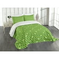 thumbnail image 3 of Ambesonne Green Quilted Bedspread Set 3 Pcs, Fun Small Hearts, Queen Size, Lime Green Dark Green, 3 of 5