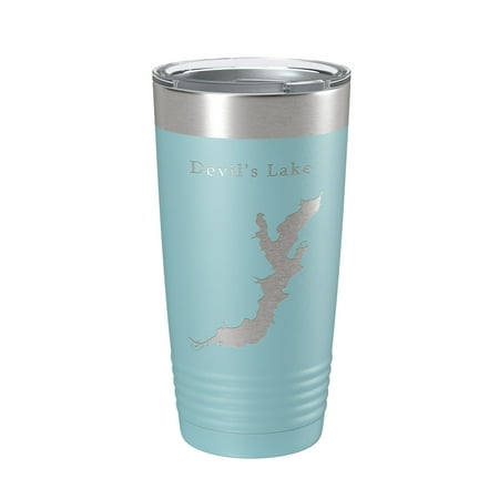 

Devil s Lake Map Tumbler Travel Mug Insulated Laser Engraved Coffee Cup Oregon 20 oz Light Blue