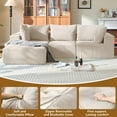 thumbnail image 3 of 110 Inch Modular Sectional Sofa Cloud Couch with L Shaped Chaise, Oversized Deep Seat Modular Couch, No Assembly Required Compressed Upholstered Sofa with Cushions and Pillows, Beige, 3 of 13