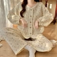thumbnail image 4 of Pijamas de mujer de primavera y otoño de manga larga de algodón de aire engrosado sándwich estilo princesa dulce otoño e invierno ropa de casa invierno, 4 of 6