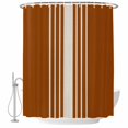 thumbnail image 2 of Shower Curtains for Bathroom, Burnt Orange Beige Striped Waterproof Fabric Shower Curtain, Modern Farmhouse Retro Lines Decorative Bathroom Curtain for Bathtub, 36"x72", No Hooks Included, 2 of 9