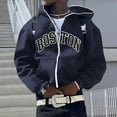 thumbnail image 2 of XIAOCHA Men's Boston City Print Full Zip Hoodie Oversized Long Sleeve Hooded Sweatshirt With Contrast Zipper Retro Casual Hoodies, 2 of 5