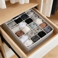 thumbnail image 5 of 24 Cell Foldable Drawer Organizer, Non-Woven Sock and Underwear Storage Box, Grid Divider Storage Container for Socks Ties Belts and Personal Accessories(Beige,32x10cm), 5 of 5