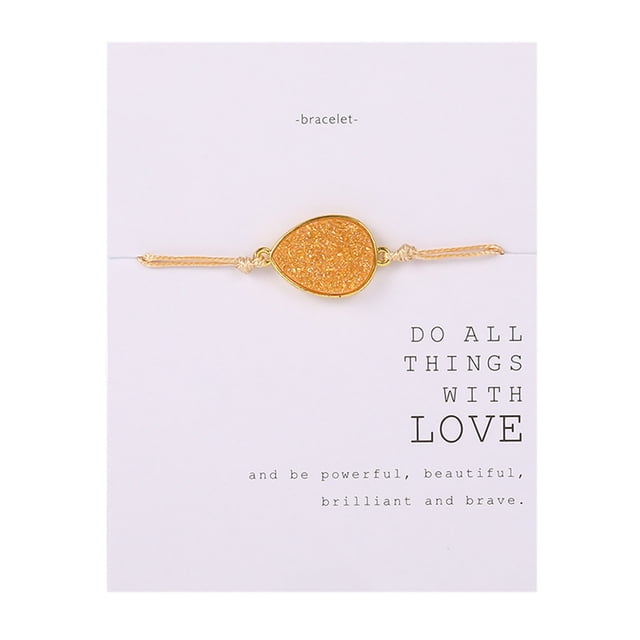 Fiudx Pulsera de Piedra Natural, Accesorio de Tarjeta de Papel Tejida, Joya Llamativa, Cadena Ajustable, Ideal para Bodas, Fiestas y Clubes, Estilo Elegante para Mujer, Regalo Único.