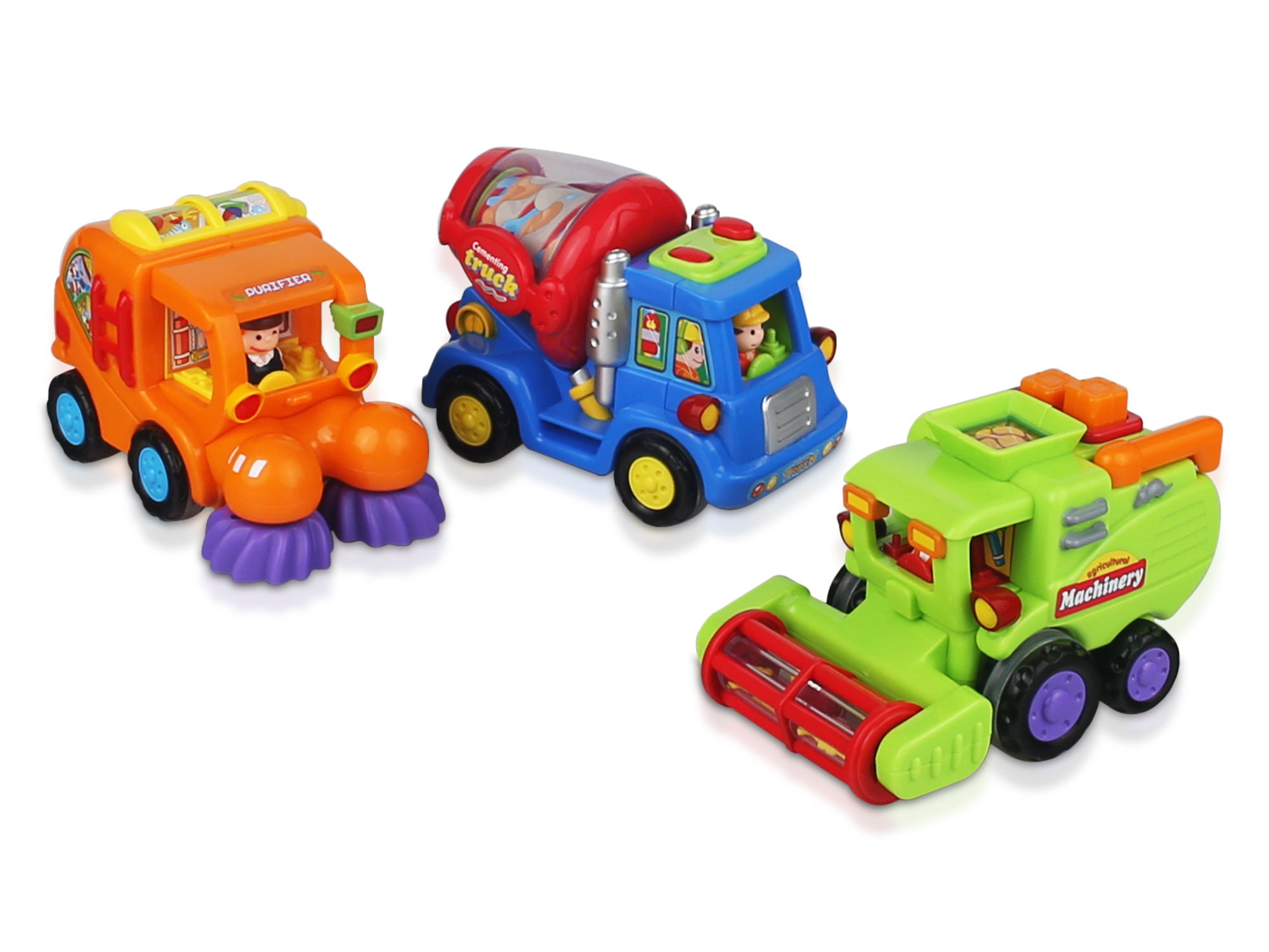 PACK OF 3 Toys 18m Baby Toddler Toy Push Go Friction Powered Car Truck Set 