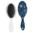 thumbnail image 2 of Gothic Moon & Star Hair Brush - Round-Tip Bristles for Gentle Detangling, Anti-Frizz & Scalp Massage, Steampunk Aesthetic Hairbrush for Women & Men, 2 of 5
