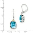 thumbnail image 2 of Sterling Silver Two Tone Silver And Gold Plated Sterling Silver w/Blue Topaz Earrings, 2 of 5