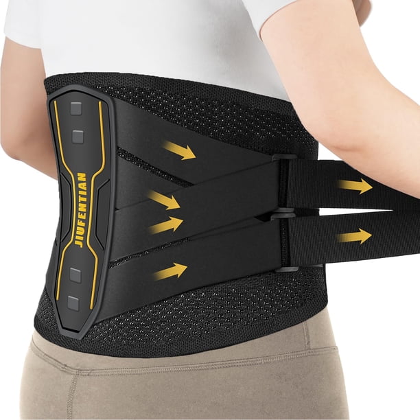 JIUFENTIAN - Faja lumbar con sistema de soporte para hombres y mujeres - Faja lumbar para hernia de disco - Faja lumbar para ciática, escoliosis, levantamiento de pesas y trabajo (tamaño mediano)