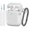 thumbnail image 2 of ATUAT Compatible with AirPods Case Cover, Full Protective Silicone Skin Dust-Proof Designed for Apple AirPods 1st 2nd Generation with Keychain, Front LED Visible, White, 2 of 4