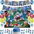 thumbnail image 5 of Decoración para fiesta de cumpleaños de Los Pitufos, pancarta con globos, fondo, adorno para tarta, suministros para fiesta de cumpleaños de Los Pitufos, baby shower, 5 of 5