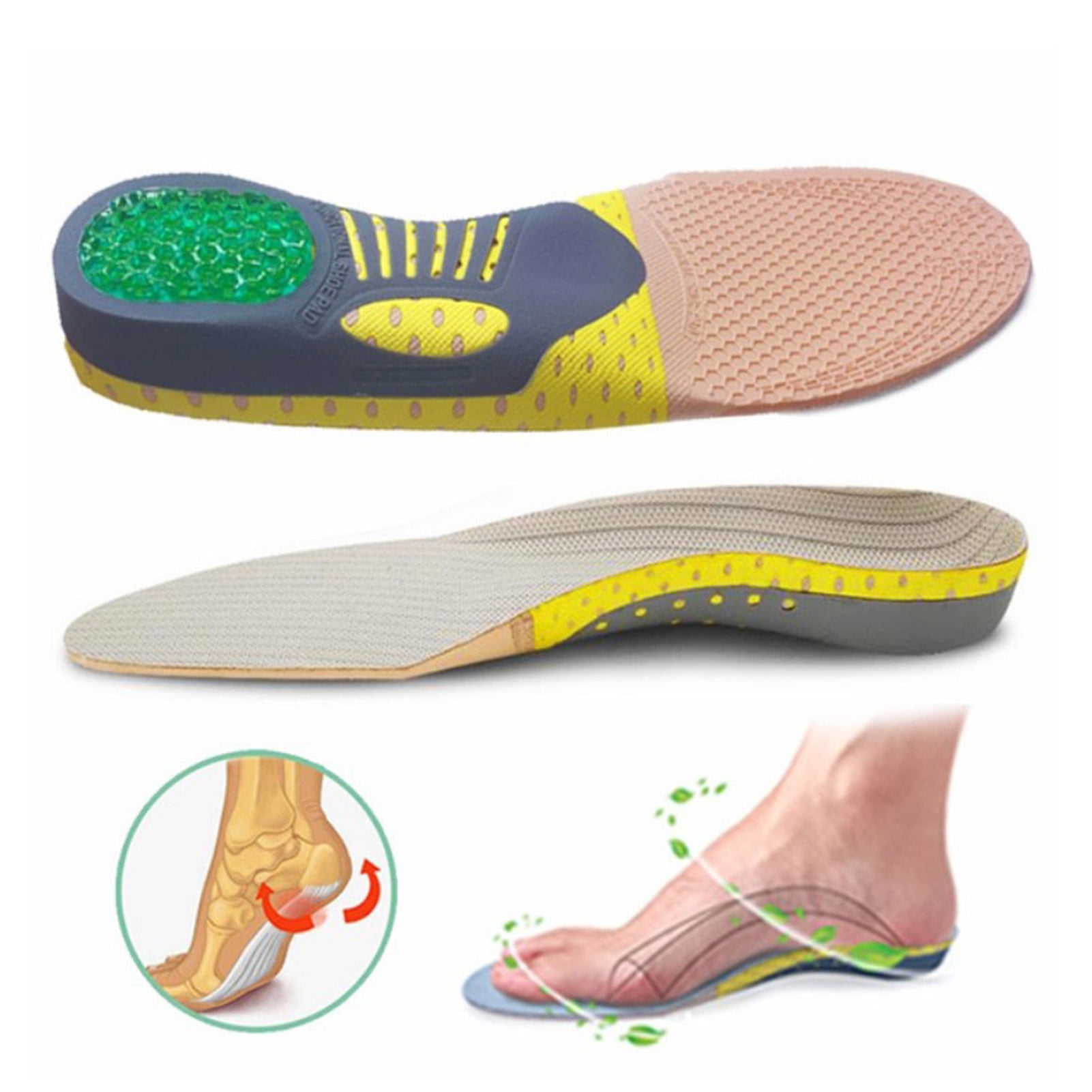 Travelwnat Plantar Fasciitis Arch Support Insoles for Men and Women ...
