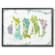 Stupell Industries Pray Succulent Flowers Green Purple Watercolor Painting Framed Wall Art by Ziwei Li