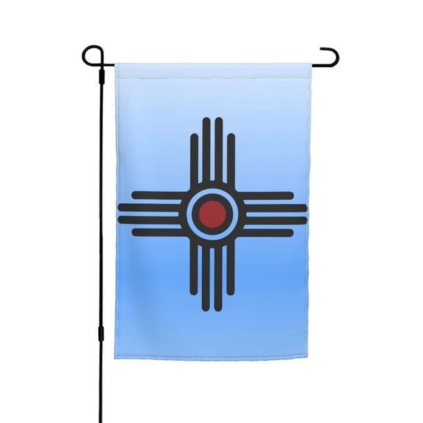 Bandera de jardín con símbolos de Nuevo México, 30 x 45 cm, doble cara, para exteriores, decoración de interiores y estilo rústico.