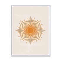 Designart 'Orange Sun Print On Beige II' Modern Framed Canvas Wall Art Print