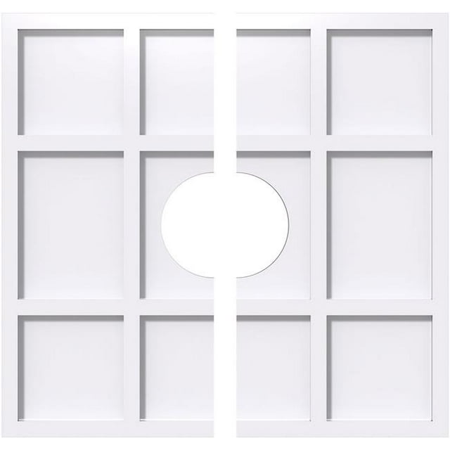 Ekena Millwork CMP24RK2-06000 24 in. OD x 6 in. ID Square Rubik Architectural Grade PVC Contemporary Ceiling Medallion - 2 Piece