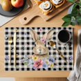 thumbnail image 2 of Bunny Easter Placemats Set of 8, Black Plaid Spring Floral Pastoral Retro Art Placemats for Dining Table, Place Mats for Kitchen Tabletop, Waterproof Wipeable Dining Table Mats Set, 2 of 9