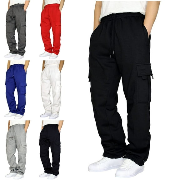 Xzbqbs Men's Casual Sweatpants Elastic Waist Drawstring Tapered Pants Joggers Athletic Trousers Straight Loose Fit Sweatpants for Men