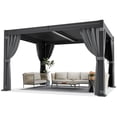 thumbnail image 7 of NETAJE 10'x12' Hardtop Louvered Pergola with Curtains and Netting, Outdoor Metal Pavilion with Adjustable Louvered Roof & Drainage System for Patio, Garden, Deck, Backyard, 7 of 7