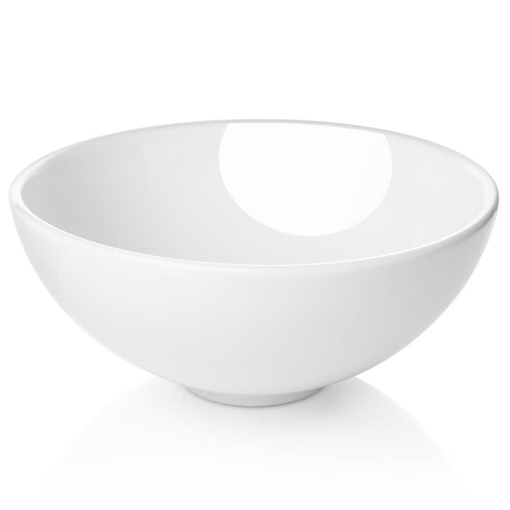 Miligoré 11" Round White Ceramic Vessel Sink - Modern Above Counter Bathroom Vanity Bowl