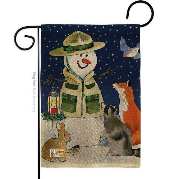 Breeze Decor BD-WT-G-114206-IP-DB-D-US18-WA 13 x 18.5 in. Lodge Snowmen Burlap Winter Wonderland Impressions Decorative Vertical Double Sided Garden Flag