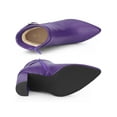 thumbnail image 3 of BLISSFUL STEP Women's Ankle Boots Pointed Toe Buckle Decor Zipper Block Heel Purple 9, 3 of 5