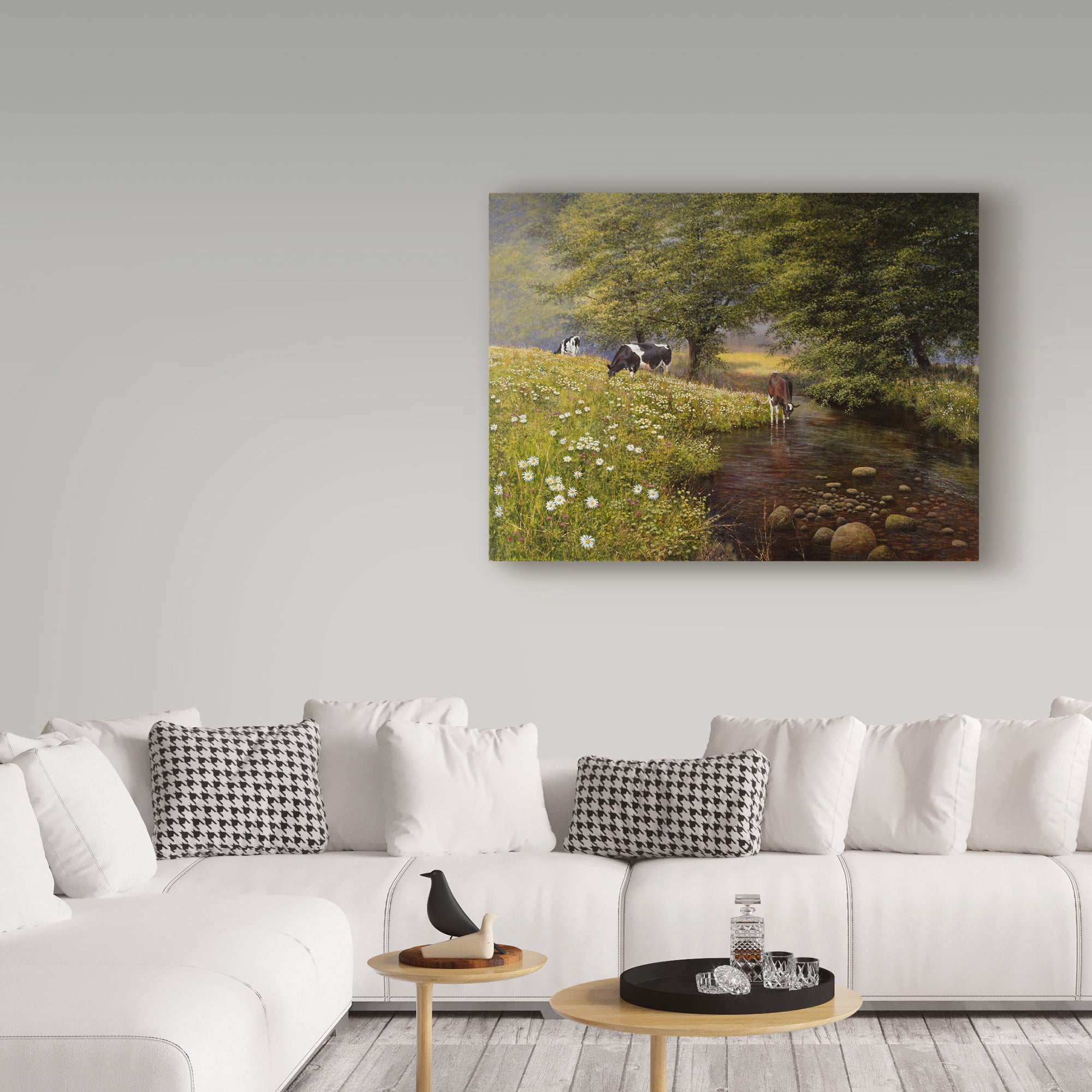 Trademark Fine Art 'Cattle By The Stream' Canvas Art by Bill Makinson