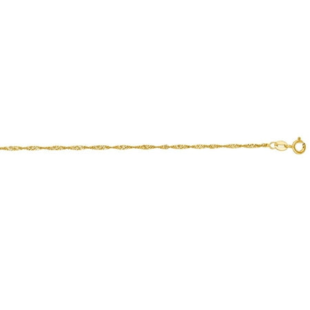 14k Yellow Gold 1.5 mm Singapore Chain Necklace - O Ring Clasp - Length: 16 to