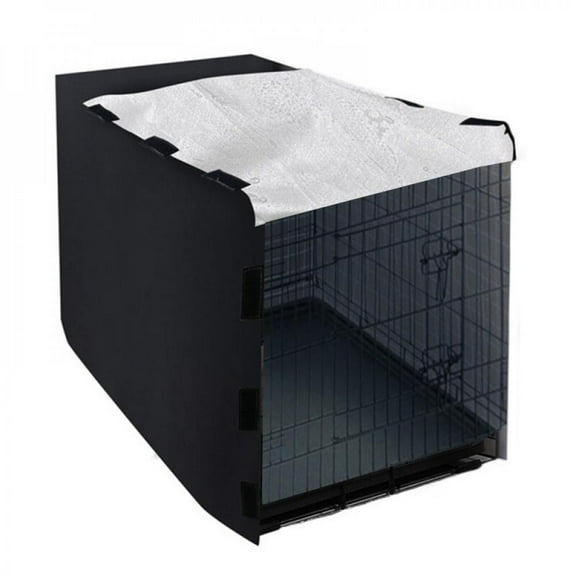 Wisremt Four Door Dog Crate Cover Durable Windproof Pet Kennel Cover Waterproof Sun Protection Dog Crate Cover Black