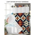 thumbnail image 4 of No Hook Cloth Fabric Shower Curtain with Snap in Liner, Orange Blue Boho Waterproof Shower Curtains Set with See Through Top Window, Colorful Abstract Ethnic Aesthetic Bath Curtains Shower 72"x84", 4 of 6