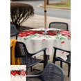 thumbnail image 4 of Outdoor Tablecloth with Umbrella Hole and Zipper, Valentine's Day Square Table Cloth 54x54 Inch Waterproof Tablecloth, Red Strip Plaid Love Eucalyptus Beige Burlap Picnic Table Cover for Patio, 4 of 7