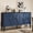 Blue, variant on 59" Sideboard Buffet Cabinet with Storage, 4 Doors & Adjustable Shelves, Solid Wood Legs, Coffee Bar Console Table for Kitchen Living Room, Blue