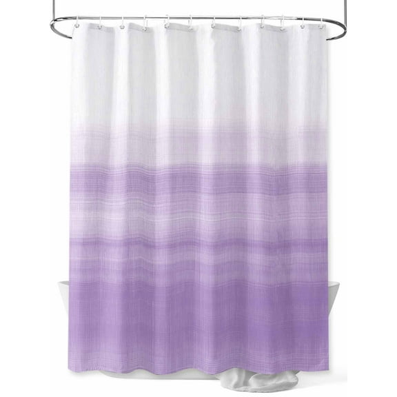 Shower Curtain Purple White Bathroom Curtains with Hooks, Waterproof Fabric Ombre Abstract Bath Shower Curtains Set for Bathroom Bathtubs Decor 36x72 Inch