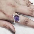 thumbnail image 3 of Natural Amethyst Ring, Rough Amethyst Gemstone Ring, February Birthstone, Cross Band, 925 Sterling Silver, Womens Ring, Christmas, Thanksgiving, Handmade, Statement Jewelry, Rough Gemstone Jewelry, 3 of 5