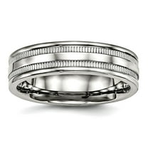 Stainless Steel Polished Grooved 6.00mm Band Ring Size 7.5 Ring for Women and Men