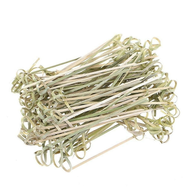 100PCS Disposable Bamboo Knot Skewers Bamboo Knot Picks Bamboo Picks Cocktail Picks with Twisted Ends for Cocktail Party Barbeque Snacks Club Sandwich