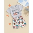 thumbnail image 3 of CIYCuIT 4th of July Toddler Baby Boys Shorts Sets Letter Print Short Sleeve T-shirt with Cow Flag Print Shorts 2Pcs Infant Casual Summer Western Outfits 0-3 Years, 3 of 9
