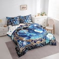 thumbnail image 2 of Feelyou Galaxy Blue Fish Animal Bedding Comforter Set for Kids Boys, Western Boho Flower Floral Queen Bedding Sets, Polkadot Reversible, 7pcs, 2 of 7