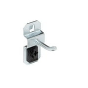 Triton Products LocHook 1" Single Rod 30-Degree Bend 3/16"D Zinc Plated Steel Pegboard Hook for LocBoard, 5pk