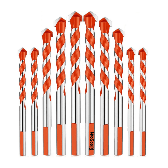 Kit 10 Piezas Multifuncional Brocas Bloosom Azulejo Pared Concreto Plata