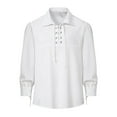 thumbnail image 3 of BiZtdJrK Mens Long Sleeve Lace Up Shirt Medieval Pirate Shirts Retro Renaissance Costume for Viking Steampunk Halloween Cosplay Prime Big Deal Days White XL, 3 of 7
