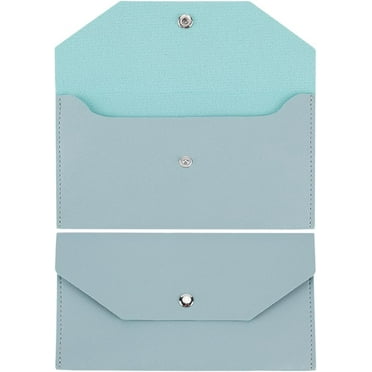 Blue Envelope Wallet PU Leather Cash Small Money Bag Wallet Organizer Waterproof Slim Pouch Reusable for Cash Money Receipt Budget Binder Holder Women Men Office Supplies 3.81x6.89in