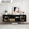thumbnail image 4 of HLR Modern 66" TV Stand, for TVs up to 75", Living Room Entertainment Center with Glass Storage Cabinet, Black, 4 of 13