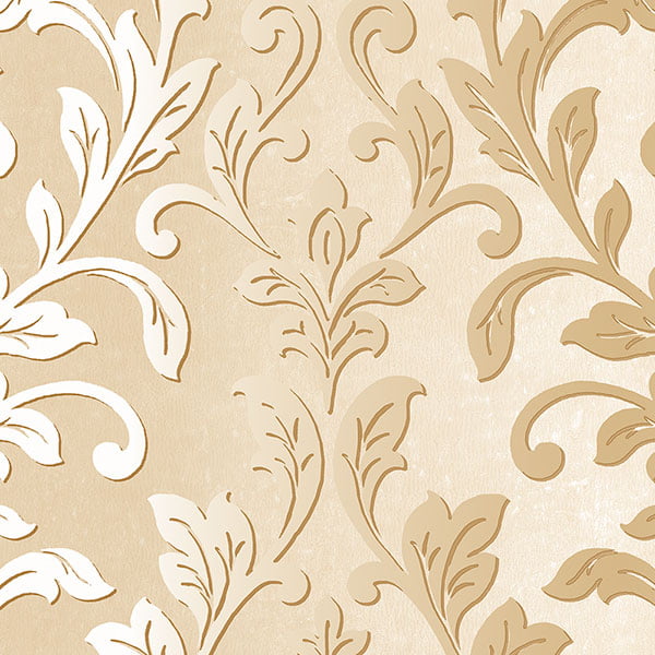 Modern Wallpaper textured white gray silver gold Victorian damask wave lines 3D 