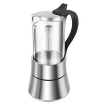 Sutowe Stovetop Coffee Makers 120ML Induction Moka Pot Clear Glass Top Stainless Steel Stovetop Espresso Maker Portable Stovetop Espresso and Coffee Maker for Coffee Home