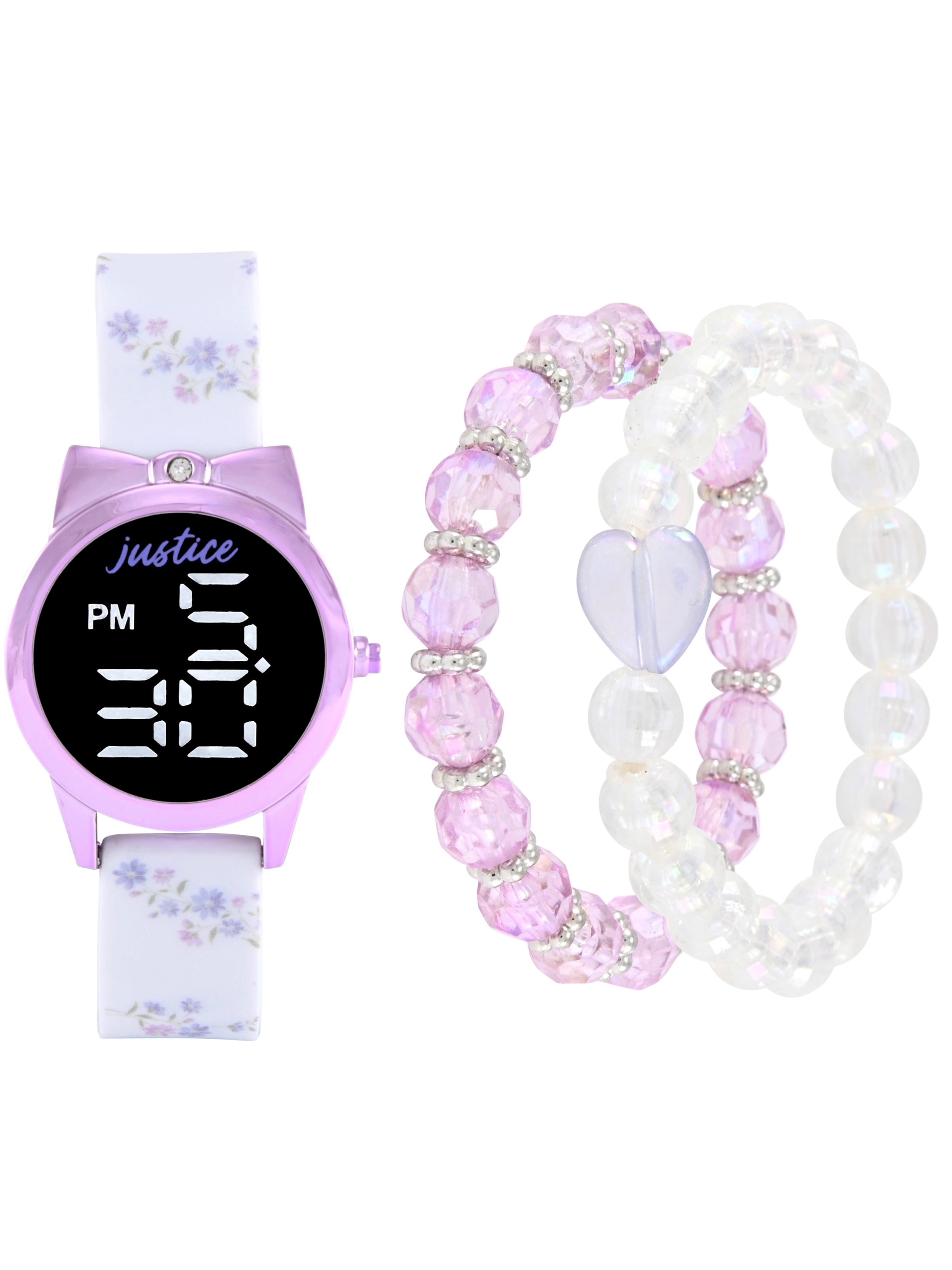 Quartz Multi Color Dots Dial Kids Youth Watch Pink Blue Strap Water Resist Justice Unisex Tween Smart Watch in Black Tie Dye with  main image 3