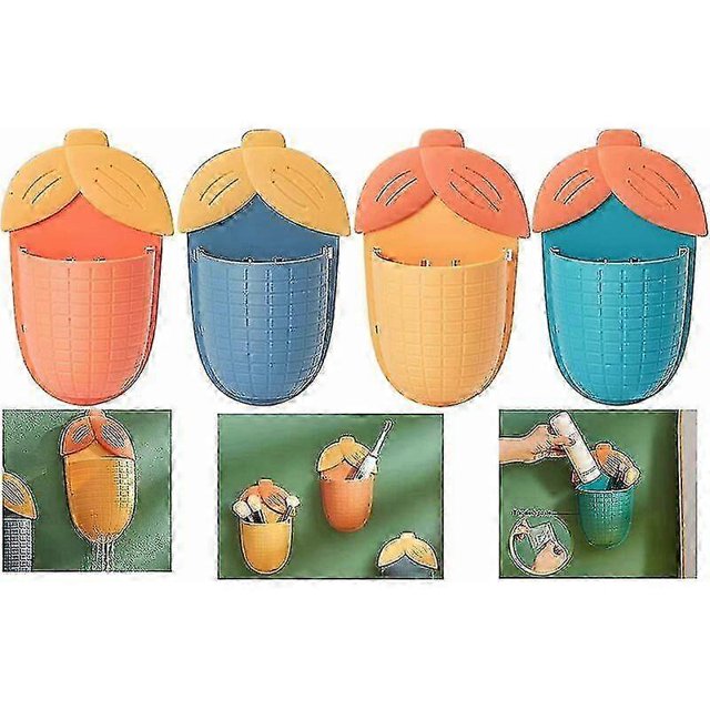 Paquete de 4 soportes para cepillos de dientes Yuxing adhesivos para pared para baño