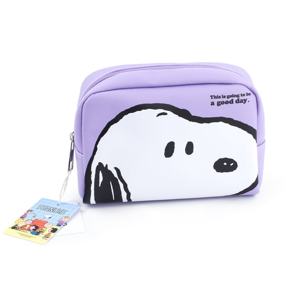 MINISO Peanuts Snoopy Small Cosmetic Bag, Purple Travel Makeup Pouch with Zipper