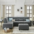 thumbnail image 2 of Orisfur. Sectional Sofa with Reversible Chaise Lounge, L-Shaped Couch with Storage Ottoman and Cup Holders, 2 of 9