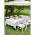 thumbnail image 3 of Outdoor Tablecloth with Umbrella Hole and Zipper, Blue Flower Rectangle Table Cloth 60x102 Inch Waterproof Tablecloth, Spring Modern Minimalist Country Floral Plant Picnic Table Cover for Patio, 3 of 7